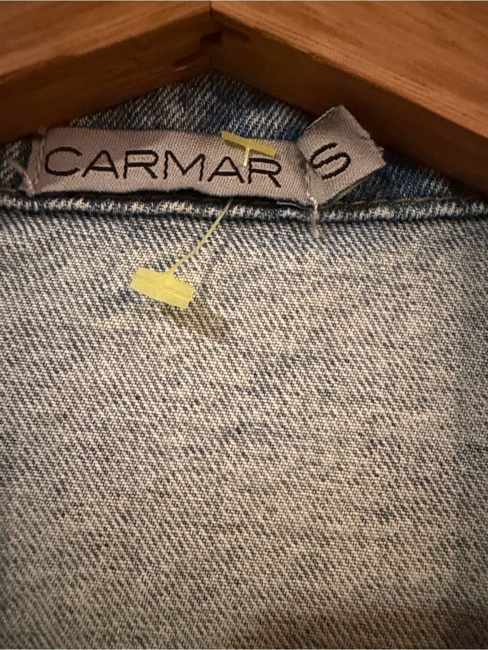 Carmar Light Wash Denim Crochet Lace Patchwork Oversized Jacket S NWOT - Picture 7 of 9